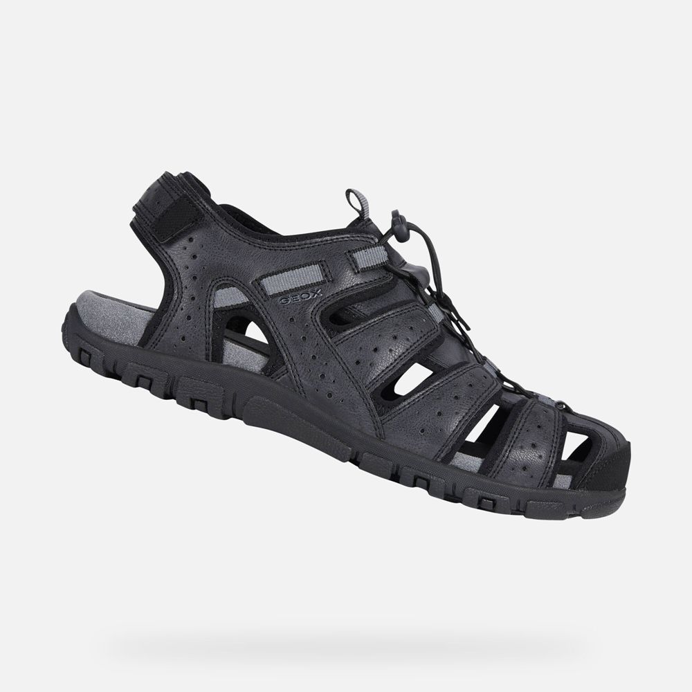 Sandalias Geox Homem Pretas - Strada - LZACX2876